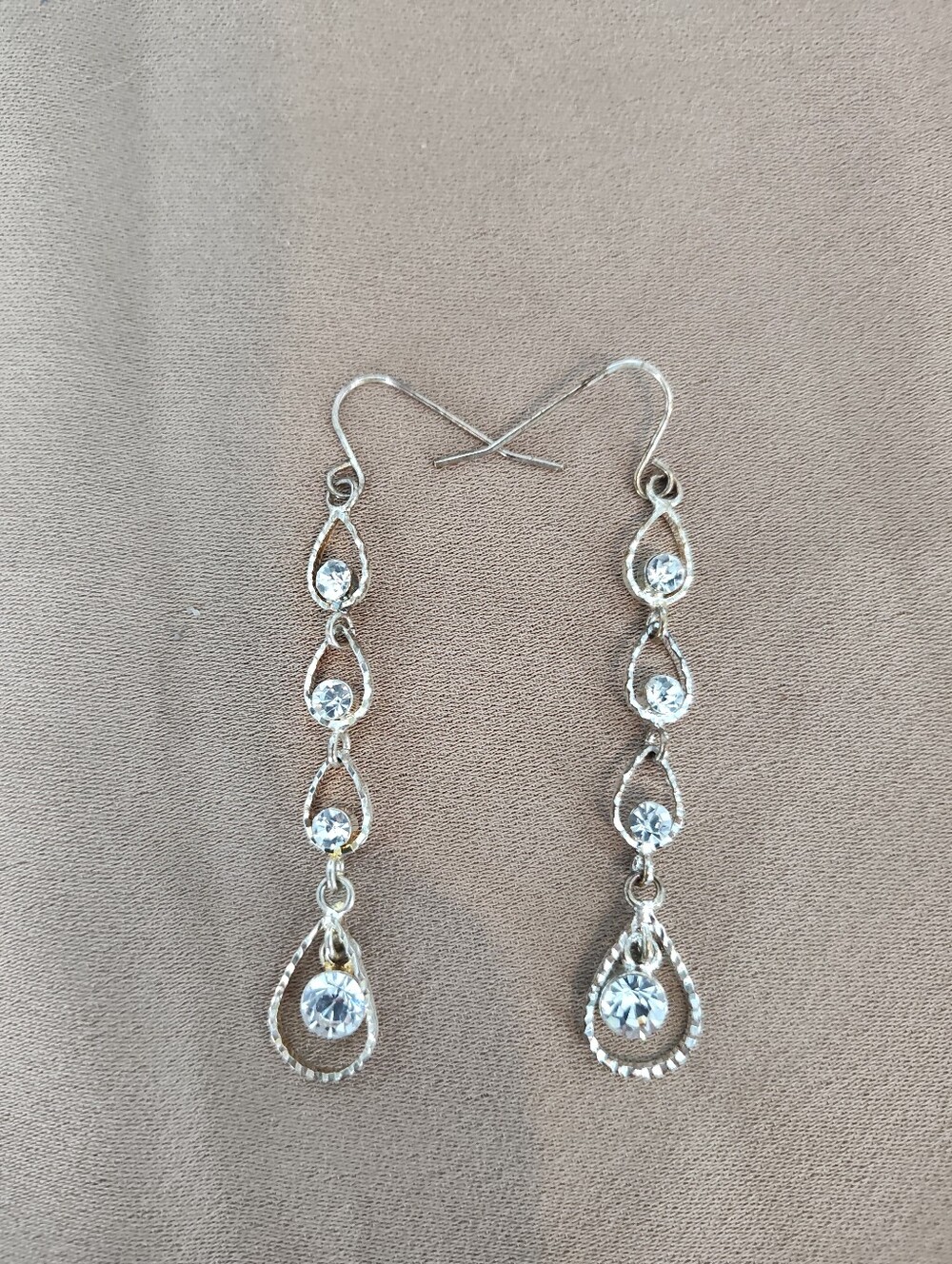 Silver Drop Crystal Dangle Earrings - Sparkling Teardrop Design